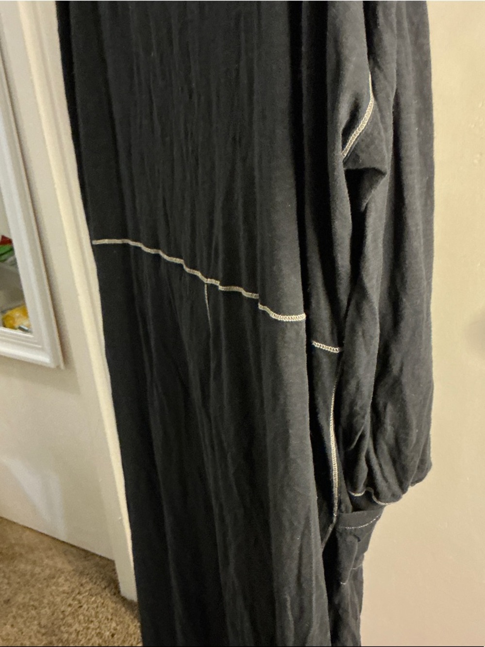 NATURAL LIFE Black V-Neck Long-Sleeve Jumpsuit with Contrast Stitching - Picture 10 of 10